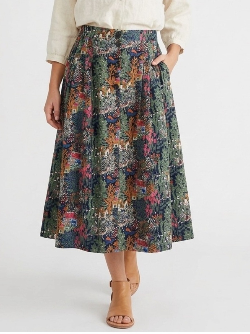 Vintage Collection Toussaint Folk Midi Skirt Cottagecore Whimsical Artsy Spring